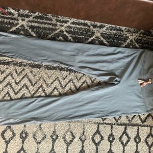 Fabletics Gray / Blue Workout Leggings with Pink Accent. Like new!